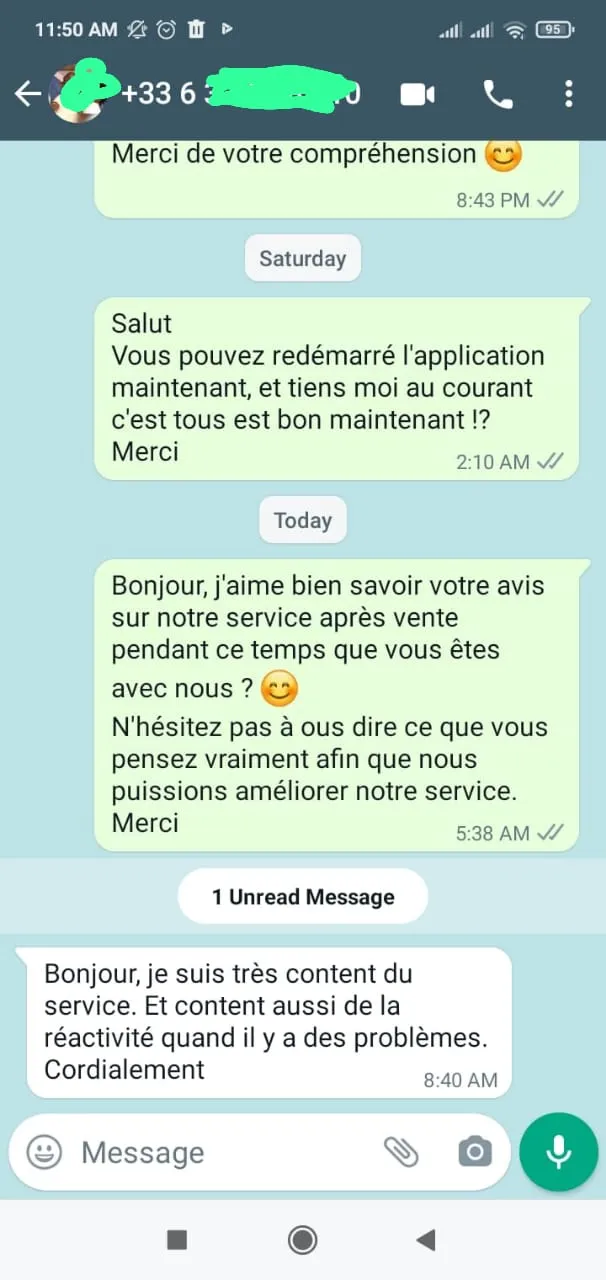 Avis client service IPTV — témoignage WhatsApp